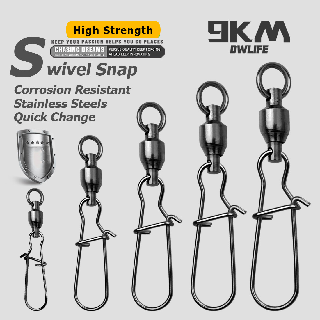 9KM 10PCS Ball Bearing Swivel  - Monofilament Line recension och pris