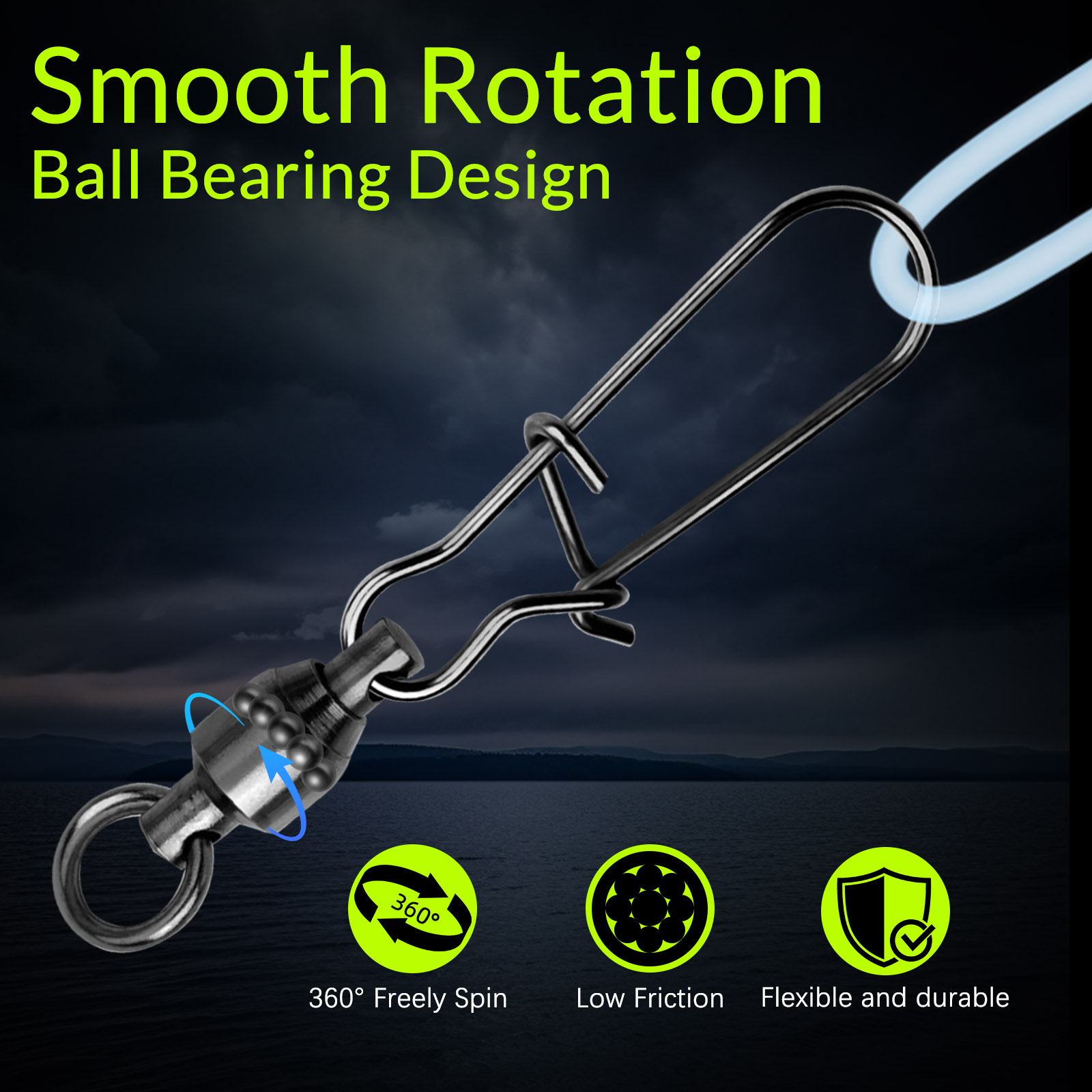 9KM 10PCS Ball Bearing Swivel  - Monofilament Line recension och pris