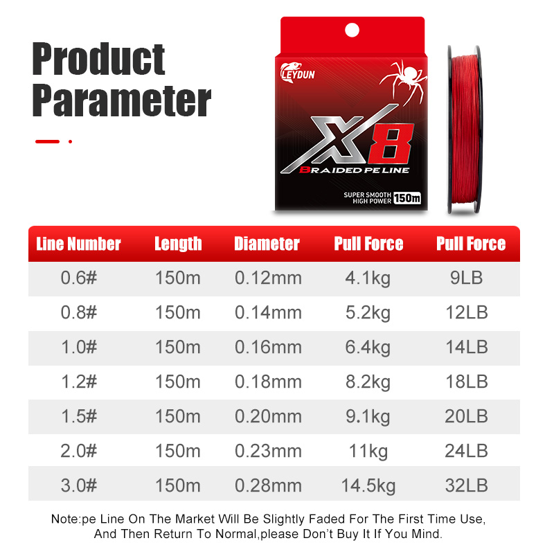 LEYDUN Not-Fading Red Fishing  - Ice Fishing Line recension och pris